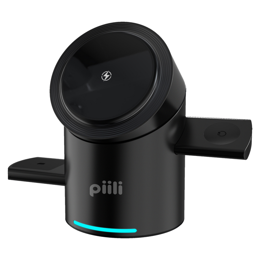 Piili 3 in 1 Wireless Charging Station P-CBT-10 - Siyah